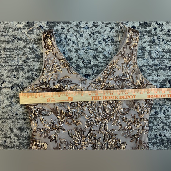 R&M Richards R&M Richards Long Sequin Embellished Column Dress Champagne - Picture 12 of 13